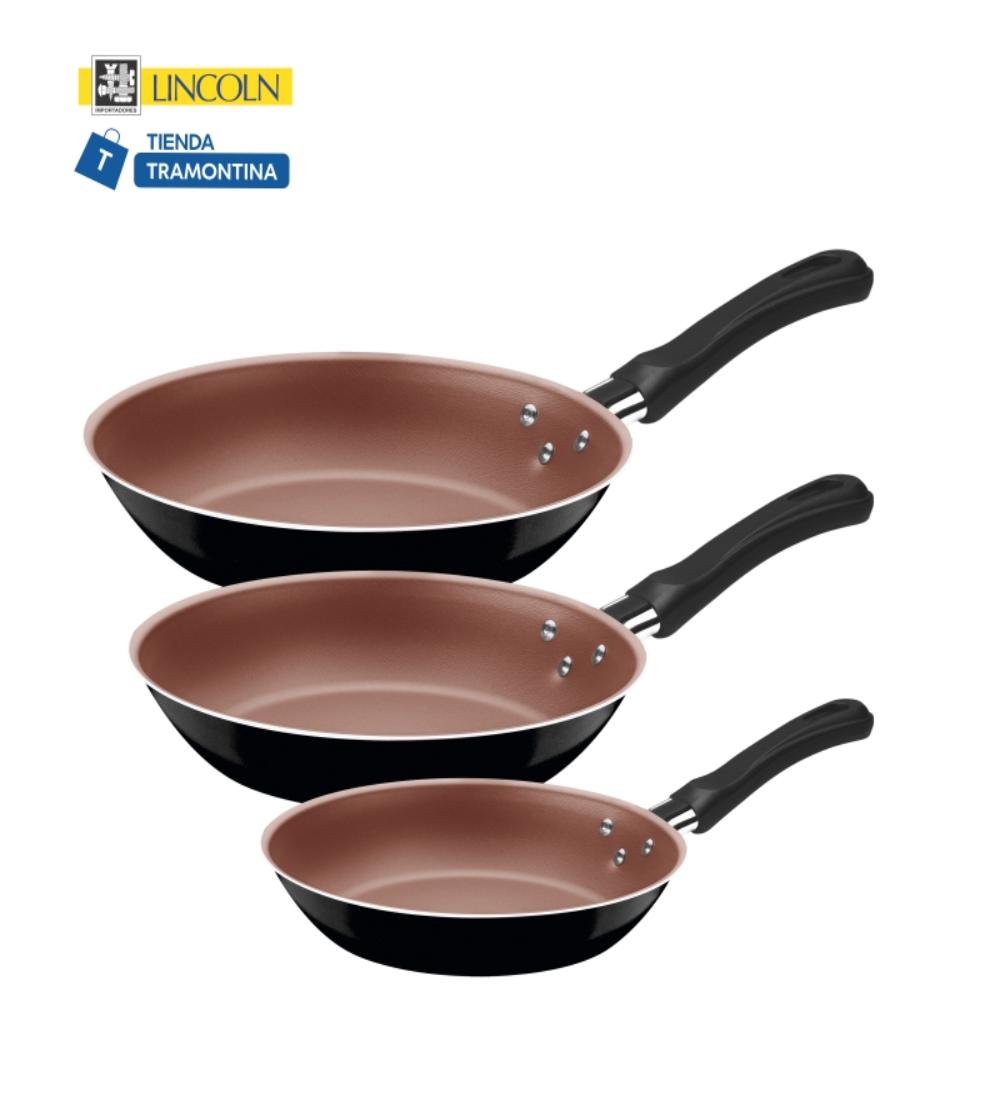 KIT SARTENES TRAMONTINA CARIBE NEGRO 3 PIEZAS